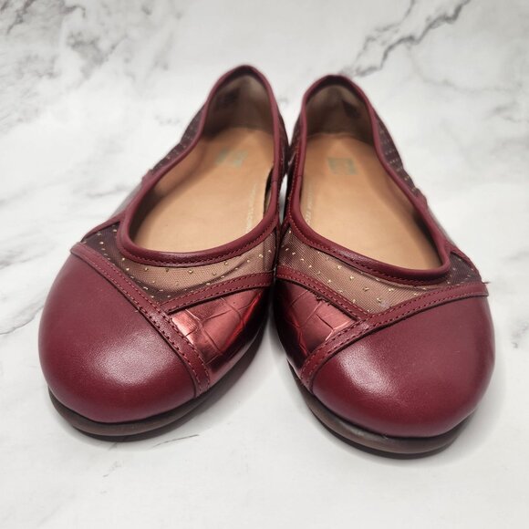 Fitflop Allegria Art Deco Patchwork Red Ballet Flats Leather Slip-On Shoes Size - Picture 3 of 10